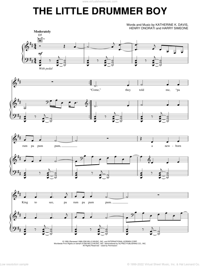 The Little Drummer Boy sheet music for voice, piano or guitar by Josh Groban, Josh Groban featuring Andy McKee, Harry Simeone, Henry Onorati and Katherine Davis, intermediate skill level