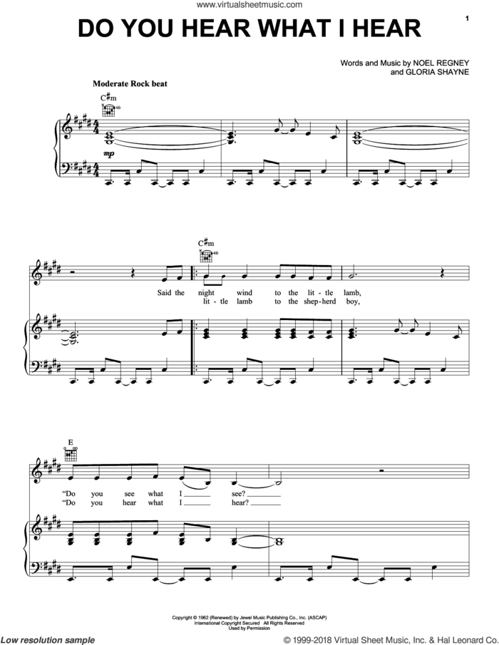 Do You Hear What I Hear sheet music for voice, piano or guitar by Carrie Underwood, Third Day, Gloria Shayne and Noel Regney, intermediate skill level