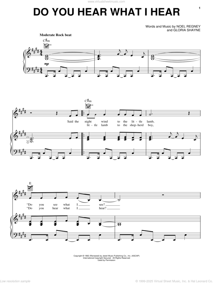 Do You Hear What I Hear sheet music for voice, piano or guitar by Carrie Underwood, Third Day, Gloria Shayne and Noel Regney, intermediate skill level