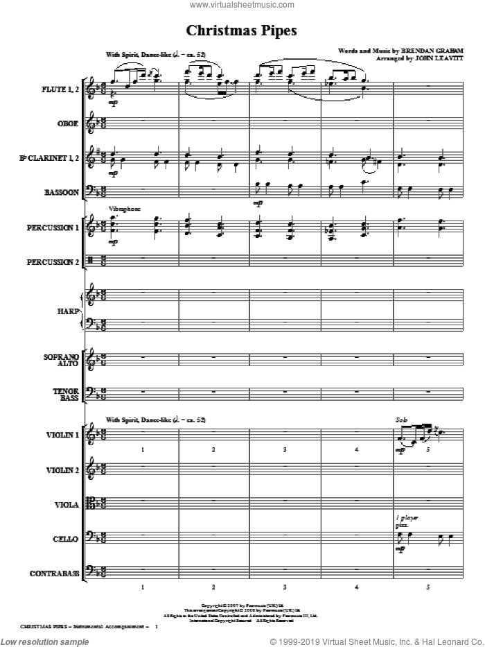 Christmas Pipes (COMPLETE) sheet music for orchestra/band (Orchestra) by Brendan Graham, Celtic Woman and John Leavitt, intermediate skill level