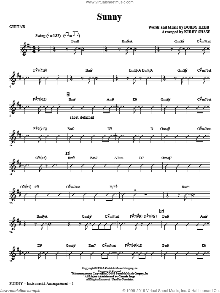 Sunny (arr. Kirby Shaw) (complete set of parts) sheet music for orchestra/band (Rhythm) by Bobby Hebb and Kirby Shaw, intermediate skill level