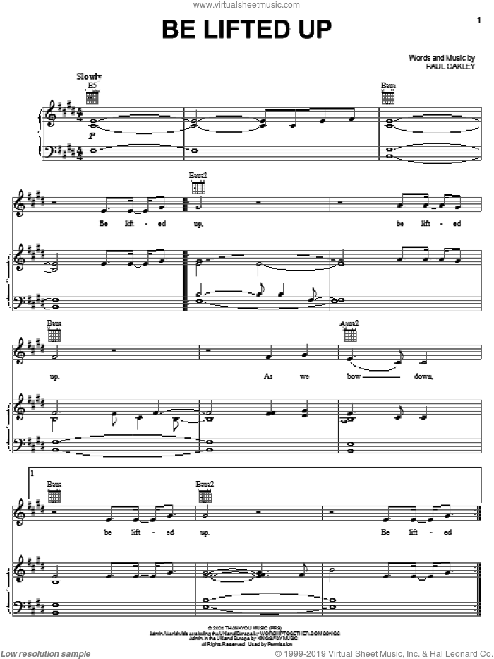 Be Lifted Up sheet music for voice, piano or guitar by Paul Oakley, intermediate skill level
