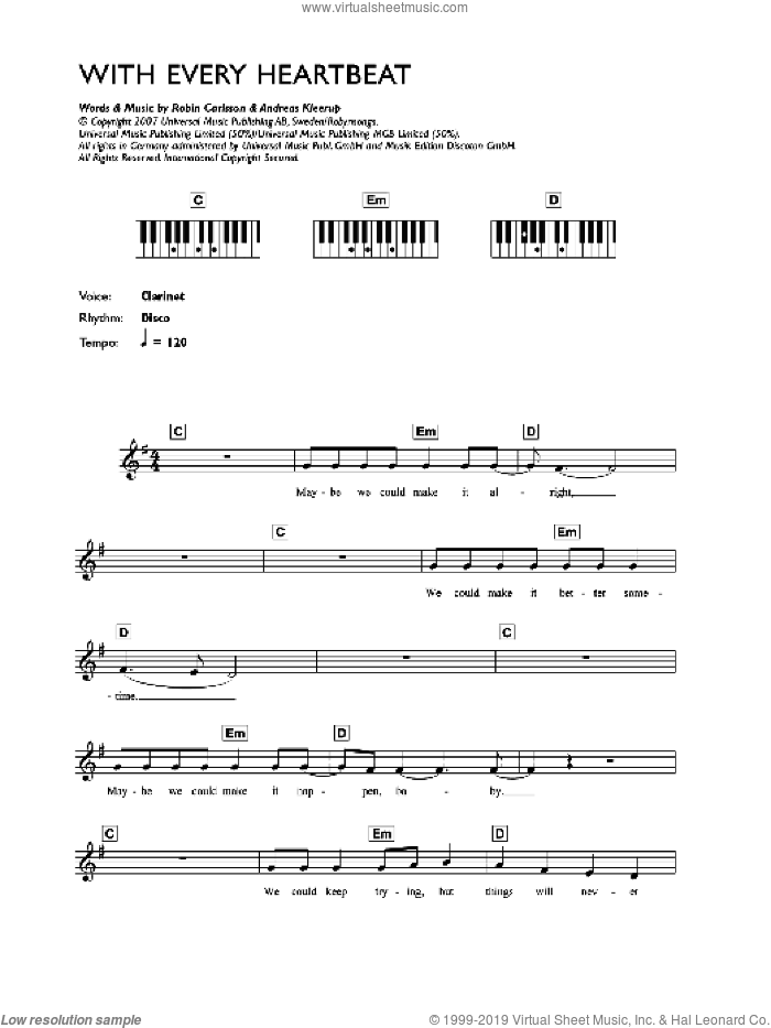 With Every Heartbeat sheet music for voice and other instruments (fake book) by Robyn, Andreas Kleerup, Carl Bagge and Robin Carlsson, intermediate skill level