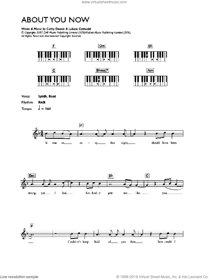 About You Now sheet music for voice and other instruments (fake book) by Sugababes, Cathy Dennis and Lukasz Gottwald, intermediate skill level