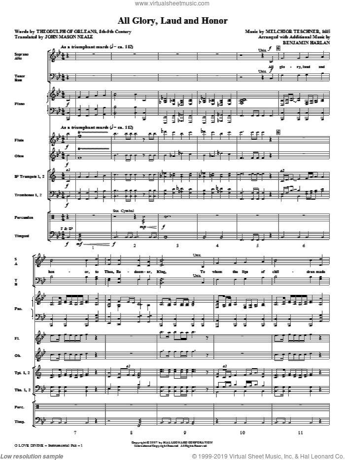 O Love Divine (COMPLETE) sheet music for orchestra/band by John Purifoy, Benjamin Harlan, Charles Wesley and Christopher Wordsworth, intermediate skill level