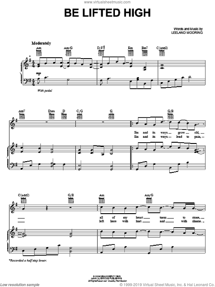 Be Lifted High sheet music for voice, piano or guitar by Leeland and Leeland Mooring, intermediate skill level