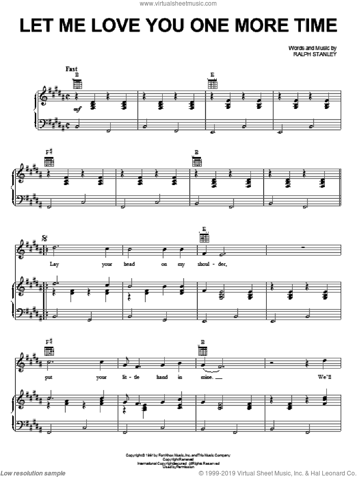 Let Me Love You One More Time sheet music for voice, piano or guitar by Ralph Stanley, intermediate skill level