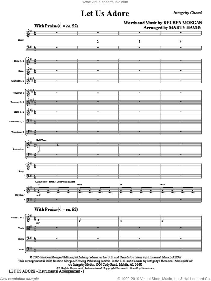 Let Us Adore (COMPLETE) sheet music for orchestra/band (Orchestra) by Reuben Morgan and Marty Hamby, intermediate skill level