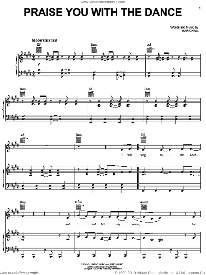 Praise You With The Dance sheet music for voice, piano or guitar by Casting Crowns and Mark Hall, intermediate skill level