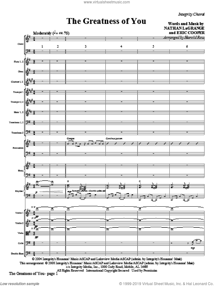 The Greatness Of You (COMPLETE) sheet music for orchestra/band (Orchestra) by Harold Ross, Erik Cooper and Nathan LaGrange, intermediate skill level