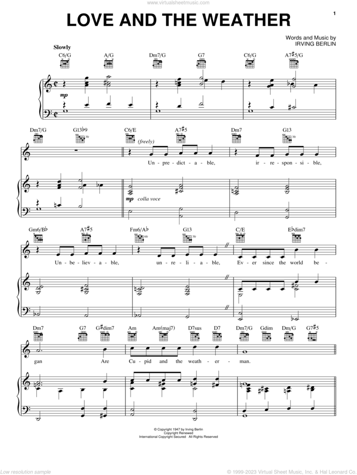 Love And The Weather sheet music for voice, piano or guitar (PDF)