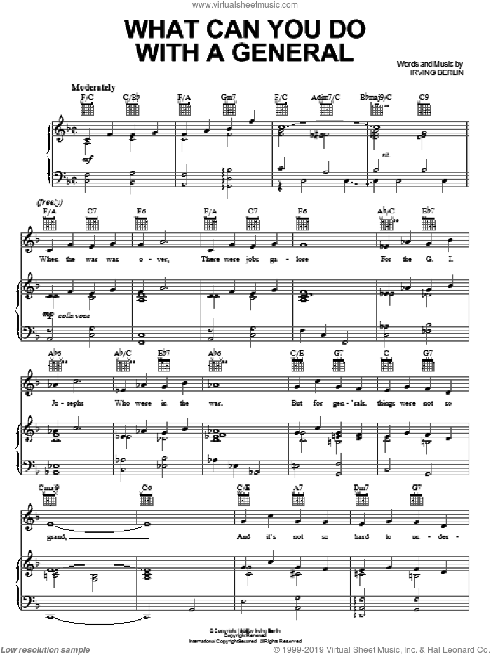 What Can You Do With A General sheet music for voice, piano or guitar by Irving Berlin and White Christmas (Musical), intermediate skill level