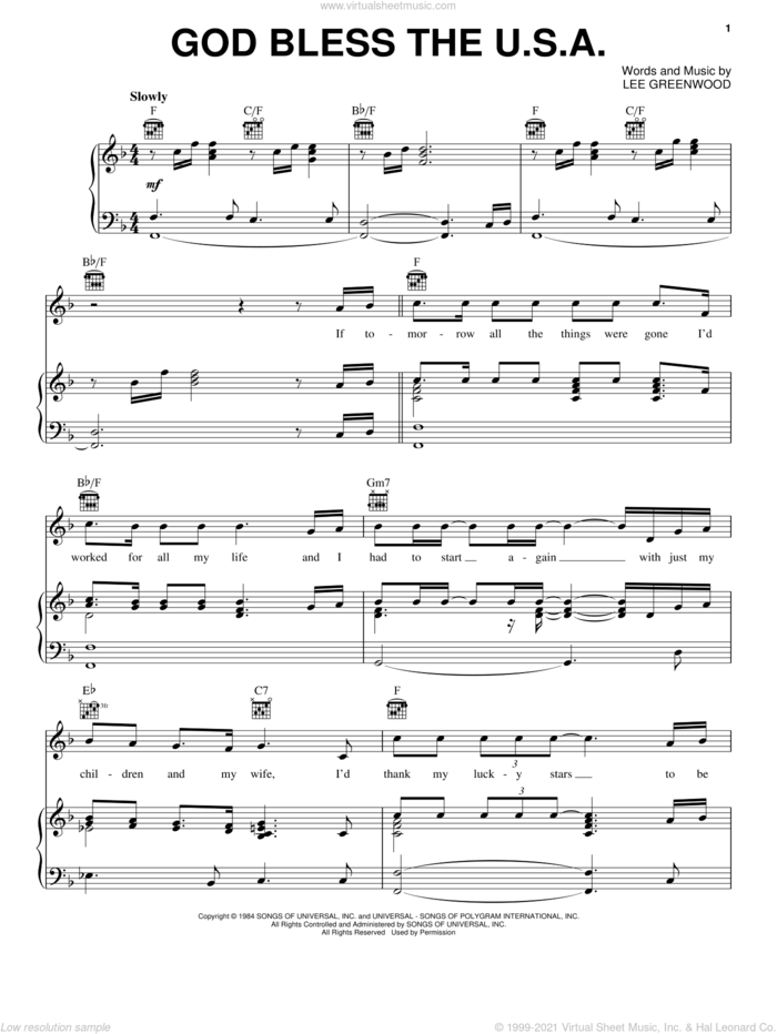 God Bless The U.S.A. sheet music for voice, piano or guitar by Lee Greenwood and American Idol, intermediate skill level