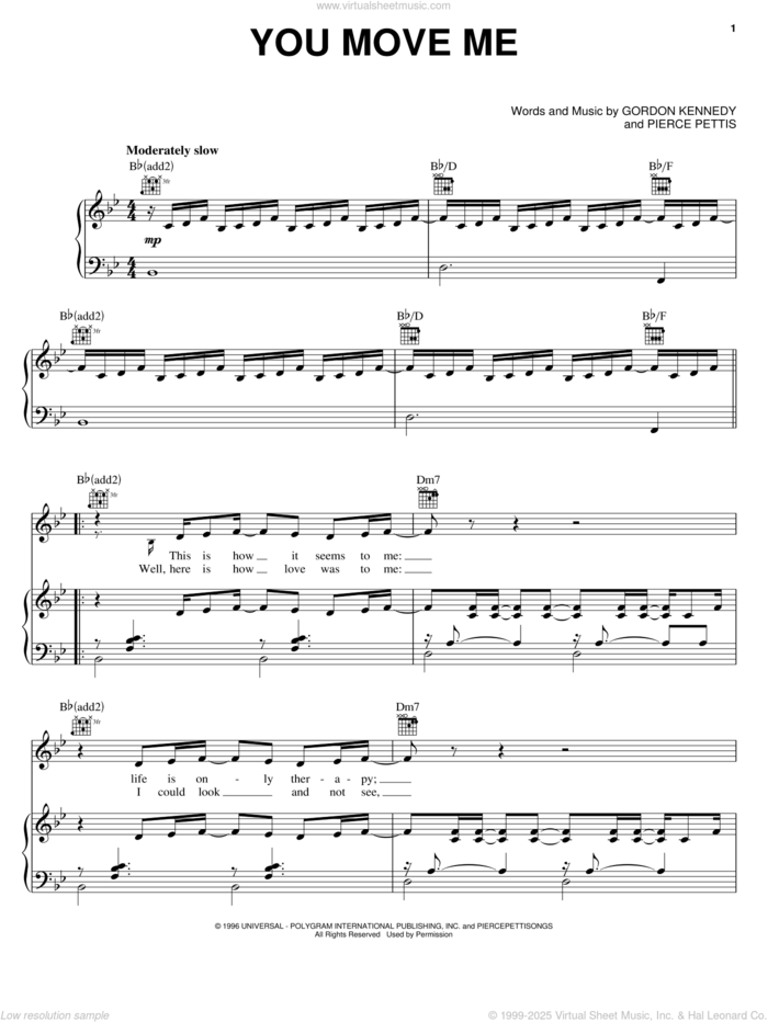 You Move Me sheet music for voice, piano or guitar by Garth Brooks, Susan Ashton, Gordon Kennedy and Pierce Pettis, intermediate skill level