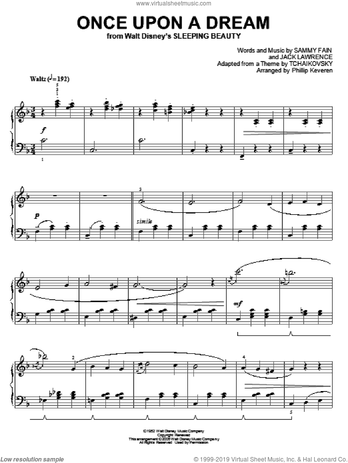 Once Upon A Dream [Classical version] (arr. Phillip Keveren) sheet music for piano solo by Sammy Fain, Phillip Keveren and Jack Lawrence, intermediate skill level