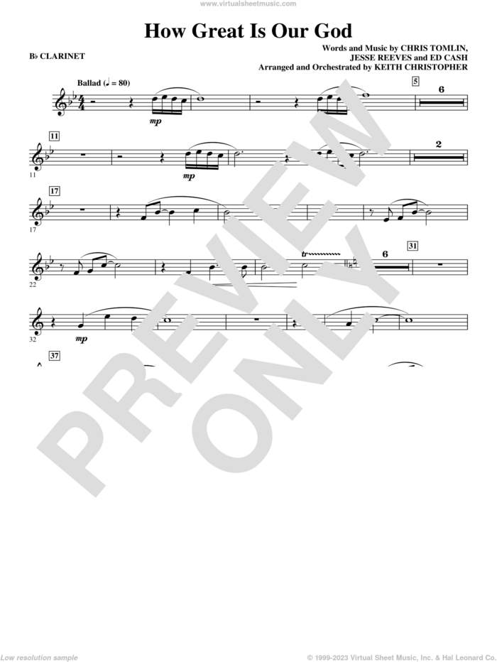 How Great Is Our God sheet music for orchestra/band (Bb clarinet) by Chris Tomlin, Ed Cash, Jesse Reeves and Keith Christopher, intermediate skill level