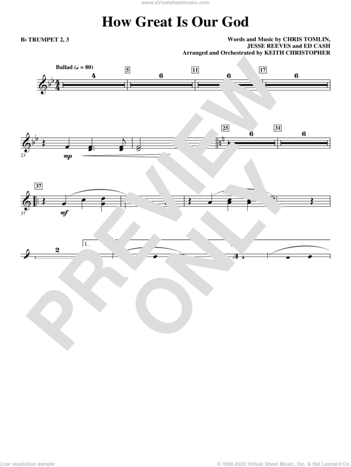 How Great Is Our God sheet music for orchestra/band (Bb trumpet 2,3) by Chris Tomlin, Ed Cash, Jesse Reeves and Keith Christopher, intermediate skill level