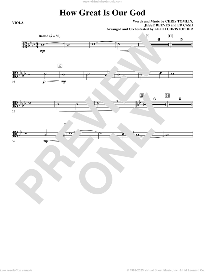 How Great Is Our God sheet music for orchestra/band (viola) by Chris Tomlin, Ed Cash, Jesse Reeves and Keith Christopher, intermediate skill level