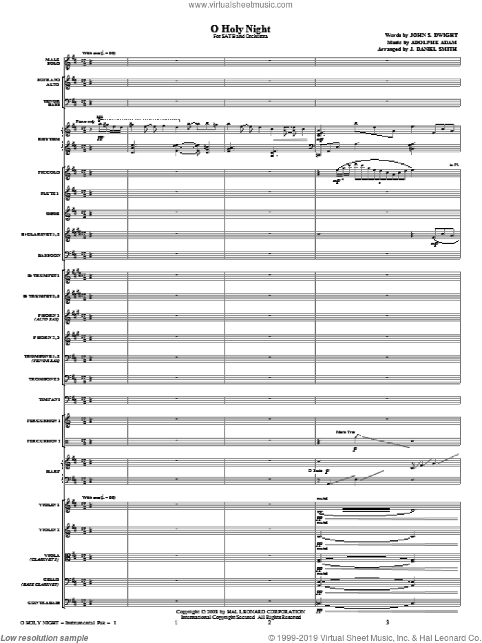 O Holy Night (COMPLETE) sheet music for orchestra/band (Orchestra) by Adolphe Adam and J. Daniel Smith, intermediate skill level