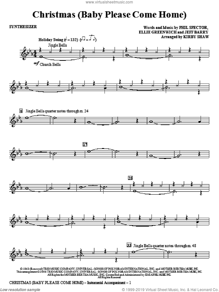 Christmas (Baby Please Come Home) (complete set of parts) sheet music for orchestra/band (Rhythm) by Jeff Barry, Ellie Greenwich, Phil Spector, Darlene Love and Kirby Shaw, intermediate skill level