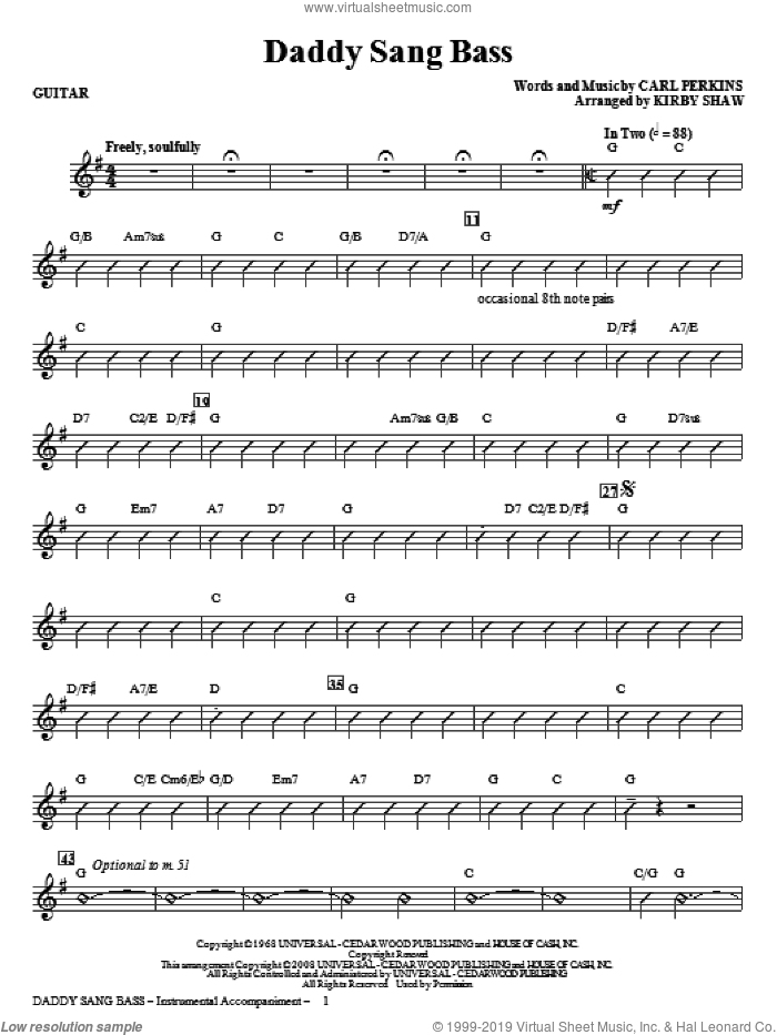 Daddy Sang Bass (complete set of parts) sheet music for orchestra/band (Rhythm) by Carl Perkins, Johnny Cash and Kirby Shaw, intermediate skill level