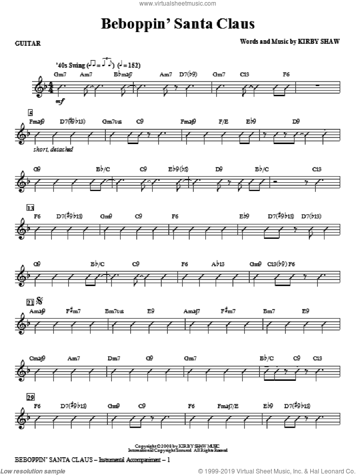 Beboppin' Santa Claus (complete set of parts) sheet music for orchestra/band (Rhythm) by Kirby Shaw, intermediate skill level
