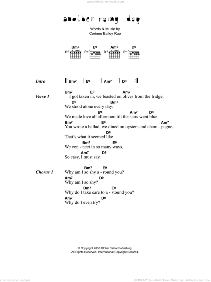 Another Rainy Day sheet music for guitar (chords) by Corinne Bailey Rae, intermediate skill level