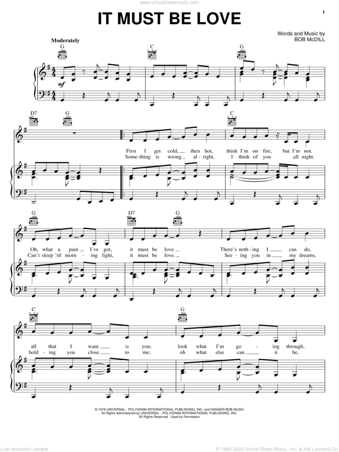 It Must Be Love sheet music for voice, piano or guitar by Alan Jackson, Don Williams and Bob McDill, intermediate skill level