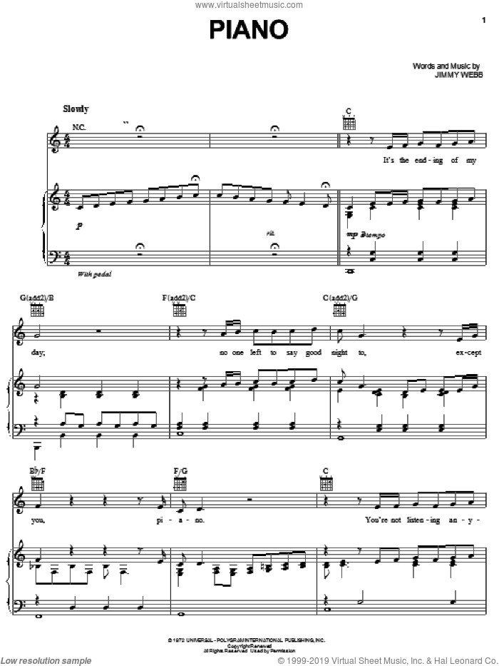 Piano sheet music for voice, piano or guitar by Michael Feinstein and Jimmy Webb, intermediate skill level