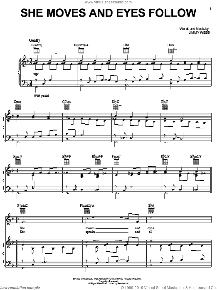 She Moves And Eyes Follow sheet music for voice, piano or guitar by Michael Feinstein and Jimmy Webb, intermediate skill level