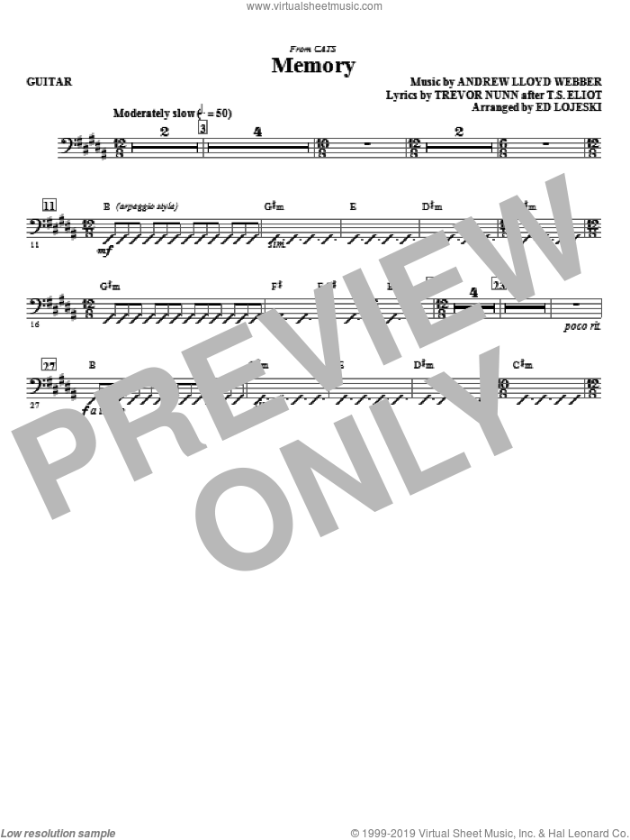 Memory (from Cats) (arr. Ed Lojeski) (complete set of parts) sheet music for orchestra/band (Rhythm) by Andrew Lloyd Webber, T.S. Eliot, Trevor Nunn and Ed Lojeski, intermediate skill level