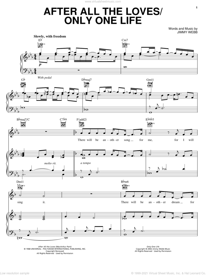After All The Loves (MacArthur Park) sheet music for voice, piano or guitar by Michael Feinstein and Jimmy Webb, intermediate skill level