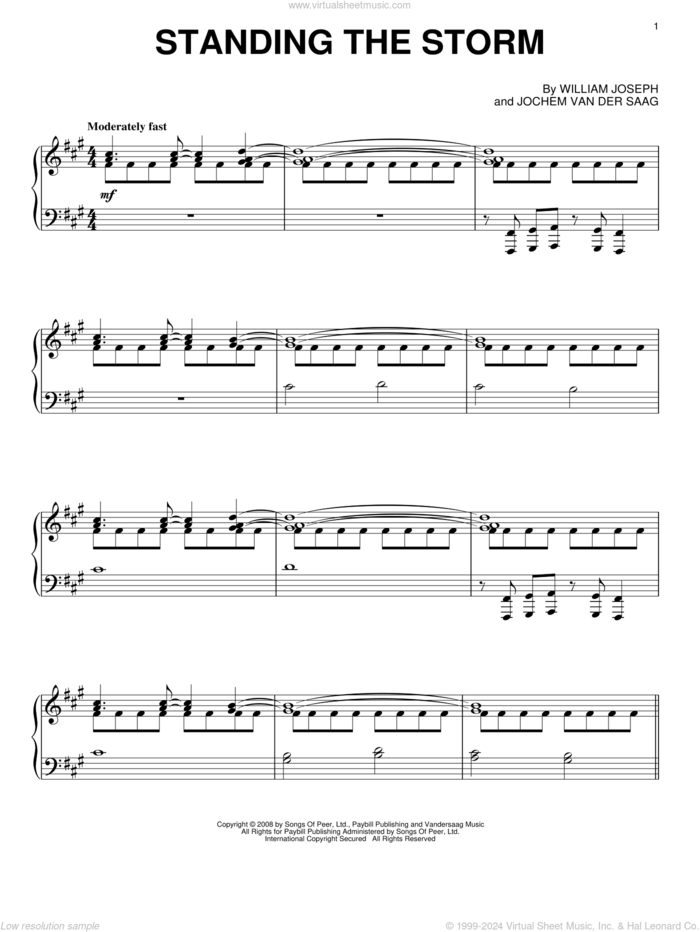 Standing The Storm sheet music for piano solo by William Joseph and Jochem Van Der Saag, intermediate skill level