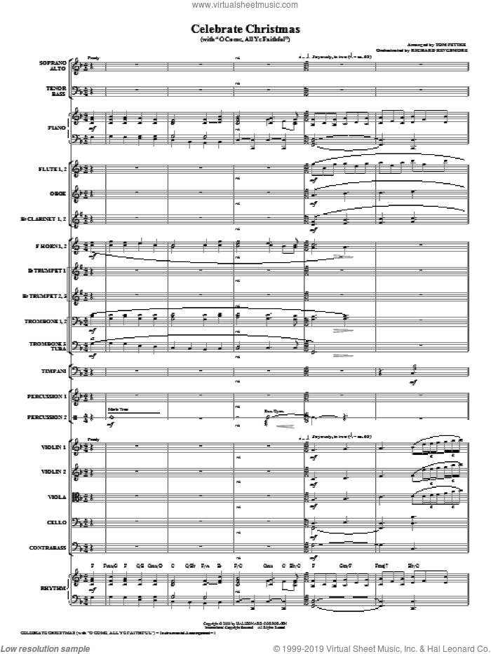 Celebrate Christmas (with O Come, All Ye Faithful) (COMPLETE) sheet music for orchestra/band (Orchestra) by Tom Fettke and Miscellaneous, intermediate skill level