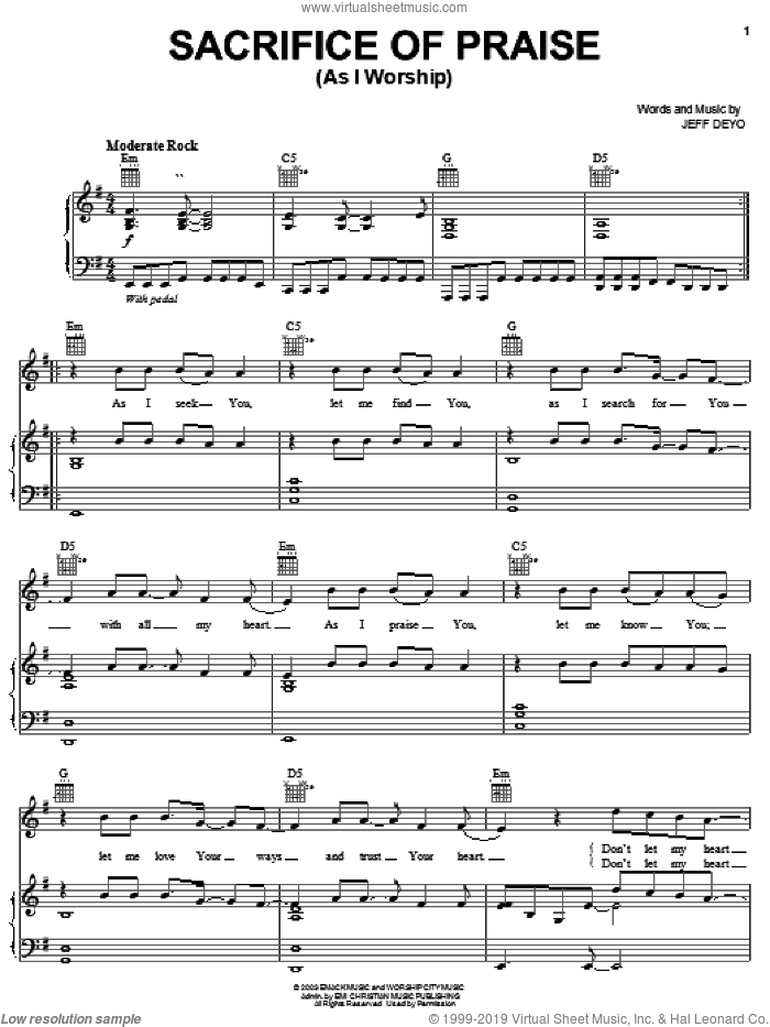 Sacrifice (Piano Chords/Lyrics) - Print Sheet Music Now