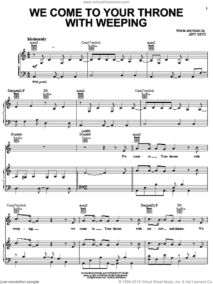 We Come To Your Throne sheet music for voice, piano or guitar by Jeff Deyo, intermediate skill level