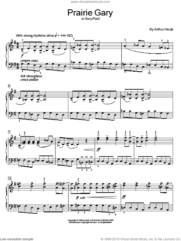 Prairie Gary sheet music for piano solo (elementary) by Arthur Houle, beginner piano (elementary)