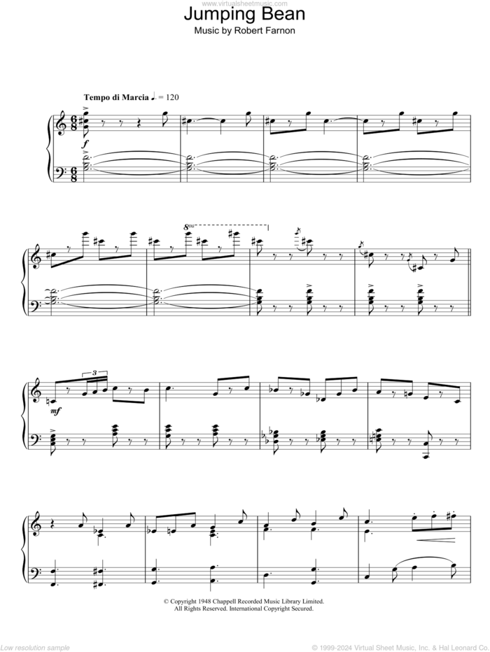 Jumping Bean sheet music for piano solo by Robert Farnon, intermediate skill level