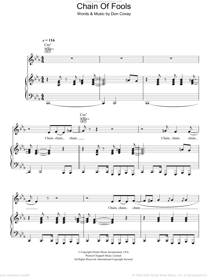 Chain Of Fools sheet music for voice, piano or guitar by Eva Cassidy and Don Covay, intermediate skill level