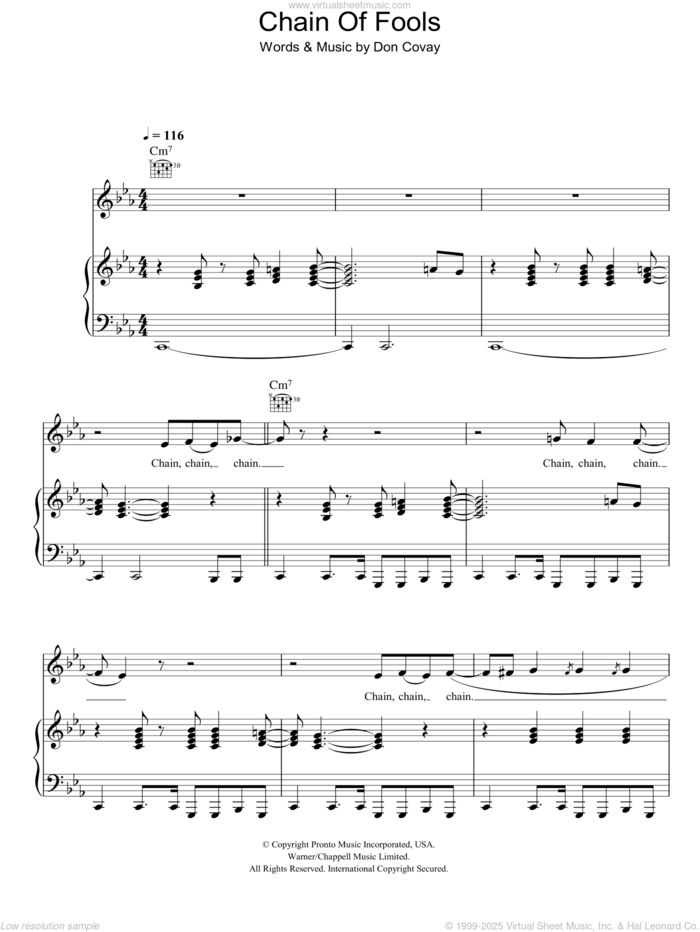 Chain Of Fools sheet music for voice, piano or guitar by Eva Cassidy and Don Covay, intermediate skill level