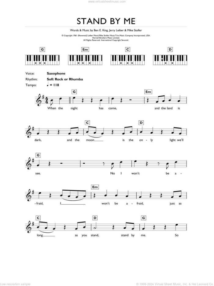 Stand By Me, (intermediate) sheet music for piano solo (chords, lyrics, melody) by Ben E. King, Jerry Leiber and Mike Stoller, intermediate piano (chords, lyrics, melody)