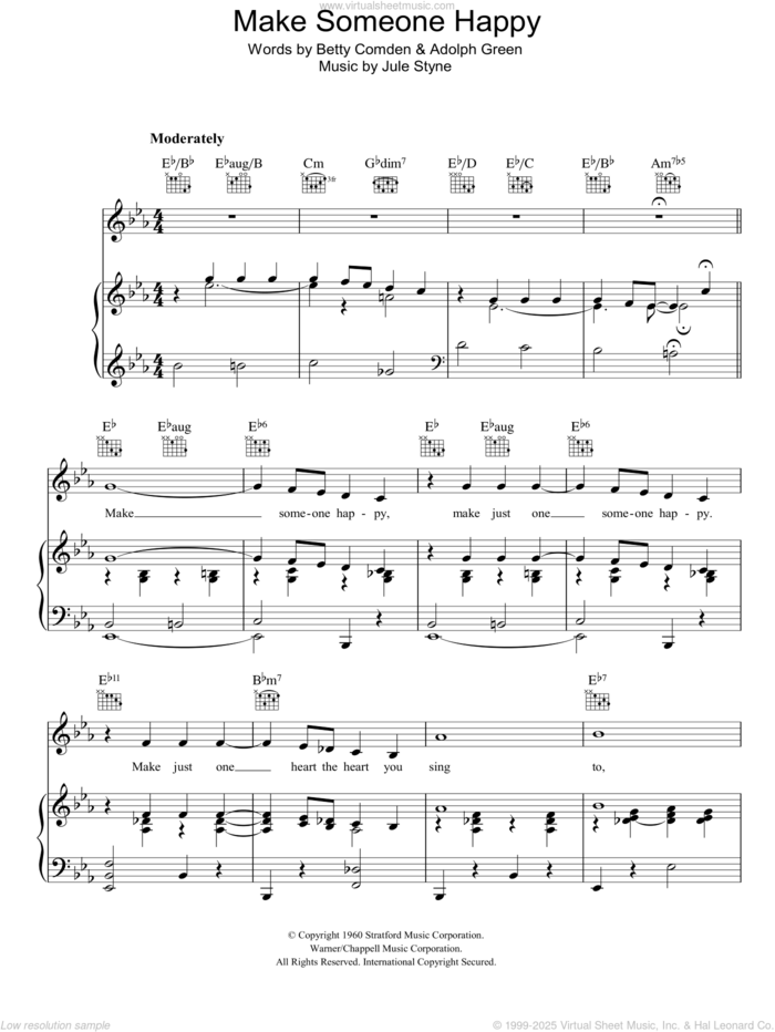 Make Someone Happy (from Do Re Mi) sheet music for voice, piano or guitar by Perry Como, Jule Styne, Adolph Green and Betty Comden, intermediate skill level