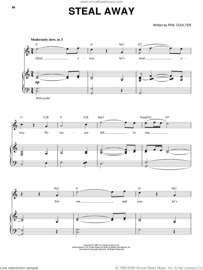 Steal Away sheet music for voice and piano by Celtic Thunder and Phil Coulter, intermediate skill level