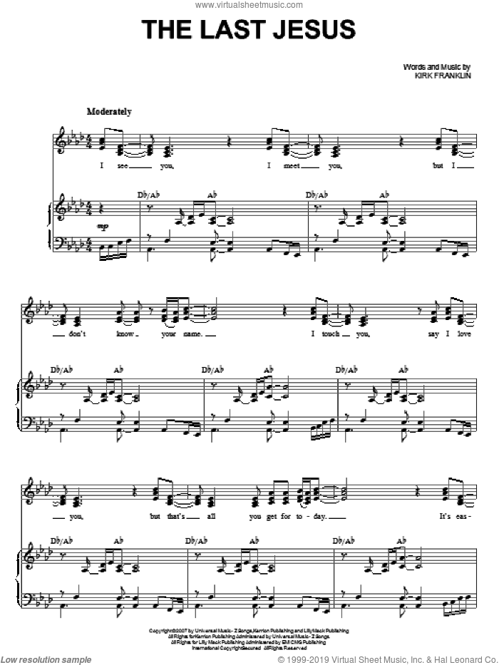 That Last Jesus sheet music for voice and piano by Kirk Franklin, intermediate skill level