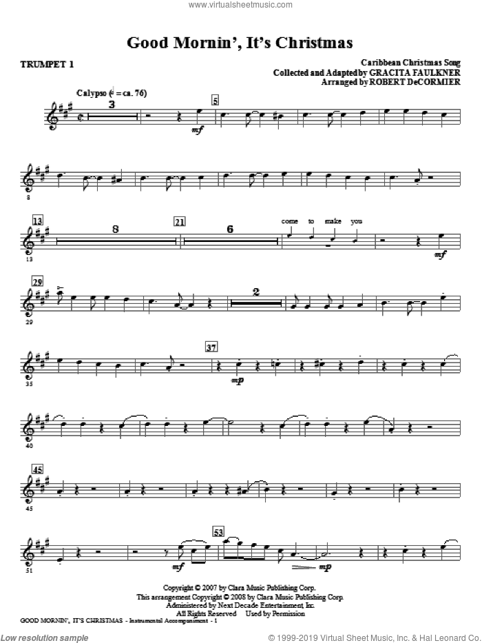 Good Mornin', It's Christmas (complete set of parts) sheet music for orchestra/band (Brass) by Robert DeCormier, intermediate skill level