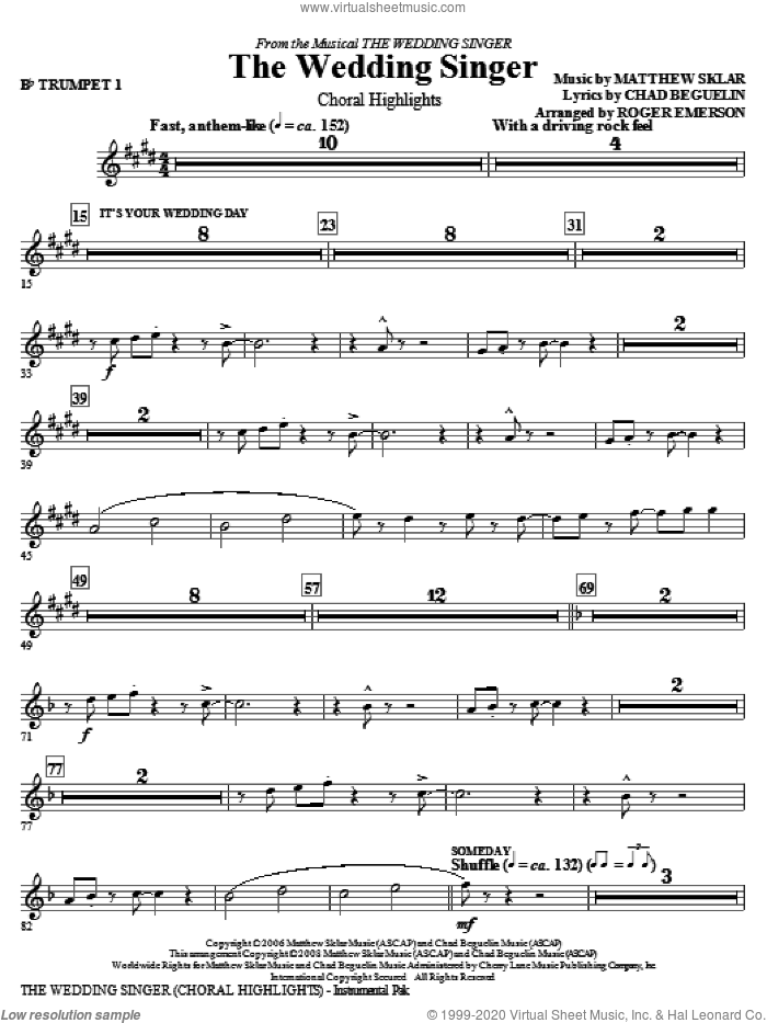 The Wedding Singer (Choral Highlights) (complete set of parts) sheet music for orchestra/band by Roger Emerson, intermediate skill level