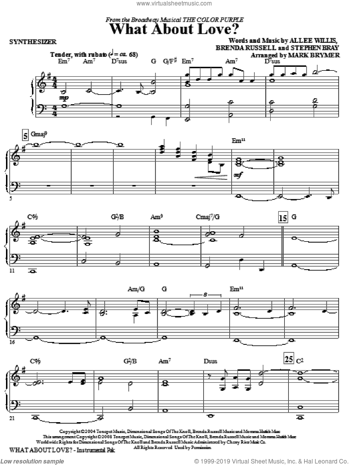 What About Love? (from The Color Purple) (complete set of parts) sheet music for orchestra/band (Rhythm) by Mark Brymer, intermediate skill level