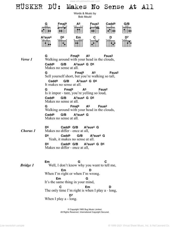 Makes No Sense At All sheet music for guitar (chords) by Husker Du and Bob Mould, intermediate skill level