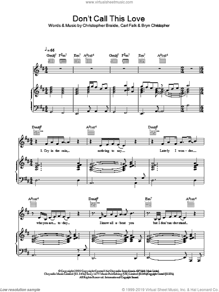 Don't Call This Love sheet music for voice, piano or guitar by Leon Jackson, Bryn Christopher, Carl Falk and Chris Braide, intermediate skill level