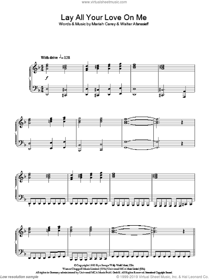 Lay All Your Love On Me, (intermediate) sheet music for piano solo by ABBA, Benny Andersson and Bjorn Ulvaeus, intermediate skill level